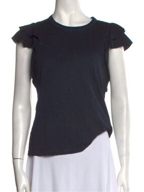 Veronica Beard navy ruffle t shirt